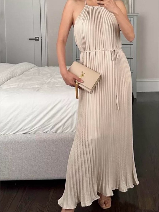 Banana Republic Dresses & Skirts - Banana Republic Cream Pleated Halter Maxi Dress